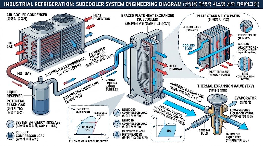 서브쿨링을 통한 플래시가스 예방 원리