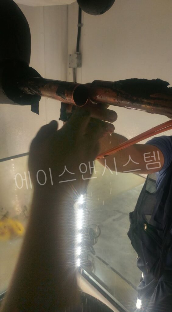 인천 송도 냉동창고 증발기 드레인 배관 분리 점검